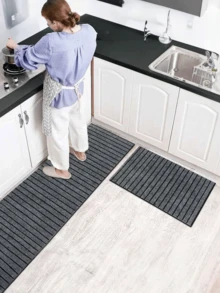 1 pezzo Tappeto, zerbino antiscivolo per casa e cucina, tappetino grande per ingresso, rifilabile - Strisce marroni - Visualizzare 5