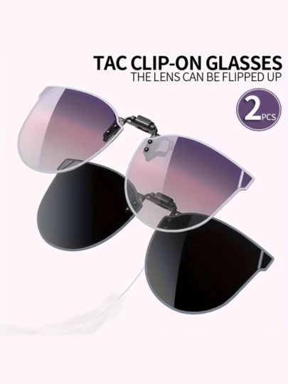 1-3pcs Fashion Clip-On - One-Piece Automotive Clip-On Glasses, Made Of TAC Material, Lightweight And Durable, Quick Clip-On, Suitable For Driving, Outdoor Activities, Parties, Photography, Cute Daily Clip-On Glasses, Ultra-Thin And Super-Light Cat Eye Fashion Clip-On Glasses, Fake Glasses, Fashionable Retro Frame, Comfortable Fit, Minimalist Versatile Accessory, Unisex, Lightweight And Durable, Fashionable Frame, Comfortable Fit, Minimalist Versatile Accessory, Suitable For Decoration, Driving, Outdoor, Party, Elegant, Photography, Travel, Leisure, Ideal Gift For Men And Women (Birthday, Valentine's Day, Summer, Wedding, Festival) For Daily And Special Occasions.