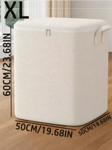 1pc Pure White Linen Storage Bag, Large Capacity Luggage/Quilt Storage Bag, Suitable For Back To School, Home Storage Of Quilts And Clothes, Multi-Functional Storage Bag - White - View 14