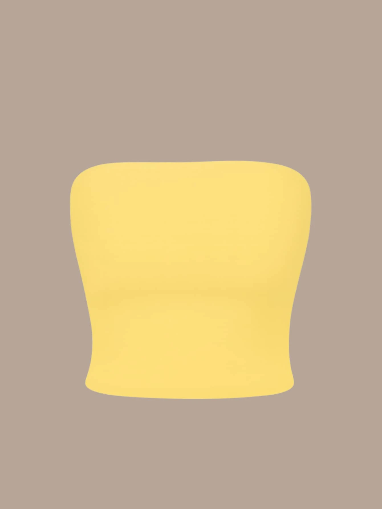 Women's Strapless And Unpadded Basic Tube Cropped Top, Double Layer Of Slim Fit Shaping Spandex - 黃色 - 查看 1
