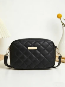 Fashionable New Quilted Plaid Crossbody Bag - Mini Shoulder Bag (Random Style Shipped) - Black - View 4