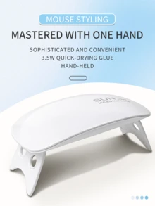 6件套白色迷你美甲灯，UV/LED美甲烘干机，便携式Micro USB供电凝胶美甲固化灯，家用 - 白色 - 查看 6