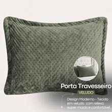 Quilted Velvet Pillowcase Set With Embossed Flaps, Super Soft Velvet, Pillowcase Cover, Comforter Set, Habitat - Green - View 3