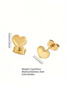 VceTd 一对可爱迷你心形不锈钢耳钉，适合女性日常佩戴或作为礼物送给朋友 - DL心形耳環 - 查看 9