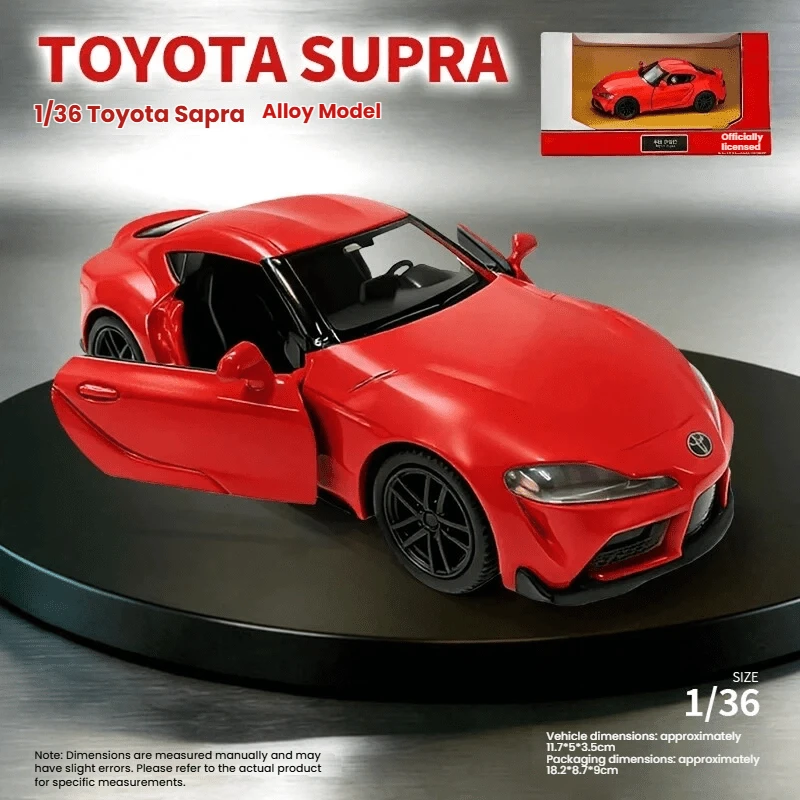 Burago 1:36 Toyota Supra Red Alloy Car Model, Static Mini Collectible Car, Realistic Toy Car Collection, Gift For Men