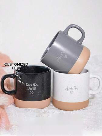 Customized Ceramic Mug, Customizable Printed Pattern, Personalized Coffee Cup, Customized Water Cup, Multiple Printing Colors Available, Can Print Your Exclusive Text On Ceramic Coffee Cup - Customized Gift For Dad