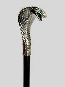 1pc Dual-Tone Snake Cane, Rhombus Plaid Foil Pattern, Metal Material, Mediterranean Halloween Gothic Anime Cosplay Scepter, British Gentleman's Walking Stick, Suitable For Daily Use, Great Gift