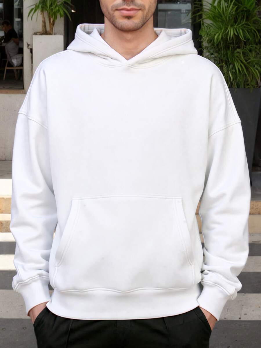 Mens Casual  Hoodies Long Sleeve Sweatshirt Pullover With Pocket Long Sleeve Shirts - 白色 - 查看 1