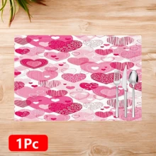 1 Stück/4 Stücke/6 Stücke Tischsets aus Leinen mit Herzmuster, geeignet für den Esstisch, Dekoration für alle Jahreszeiten, moderne waschbare Tischsets, Raumdekoration, Untersetzer, Küchen- und Esszimmer-Matten, Innen- und Außendekoration für Partys, Heimdekoration, ideales Geschenk - Verschiedenfarbig - Übersicht 12