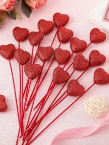 10 hạt kim tuyến xốp hình trái tim màu đỏ/hồng bóng - Dùng để trang trí đỉnh bánh hình trái tim, thích hợp cho Ngày Valentine, trang trí đám cưới - Quà tặng kỷ niệm ấm áp, quà tặng Ngày của Mẹ, trang trí Ngày Valentine, quà tặng lãng mạn, trang trí nhà cửa, trang trí Ngày Valentine. - Nhiều màu - Xem 9