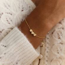 1 Peça Pulseira Personalizada com Coração, Pulseira Personalizada Minimalista, Pulseira com Nome Banhada a Ouro 18K, Joias Personalizadas, Presente para Dama de Honra, Presente para Ela, Pingente Cortado a Laser/Estilo Minimalista/Acessório de Verão Unissex/Festa de Aniversário/Presente do Dia dos Namorados