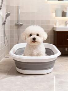 Foldable Pet Bathtub, Small Dog Bathing Tub With Drain, Collapsible Washing Basin, Laundry Basket, Universal Cat & Dog Bathtub - Multicolor - View 2