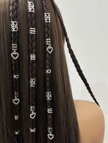 45 piezas DIY Accesorio para el cabello con forma de corazón, recorte de metal ajustable, cuentas para trenzar de moda y sencillas, perfectas para citas de mujeres en verano, pasadores de cabello para el Día de San Valentín, accesorios para el cabello, pinzas para el cabello, pasadores de cabello, barrettes, regalo de accesorios para el Día de San Valentín