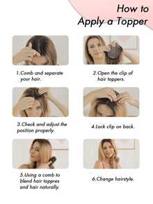 Tóc giả che đỉnh đầu bằng tóc thật dành cho nữ, không có mái, thiết kế 3D 360°, phù hợp cho tóc mỏng, tóc bạc, rụng tóc, giúp tăng độ dày, kèm đế tóc giả 3 kẹp. - S4 - Xem 8