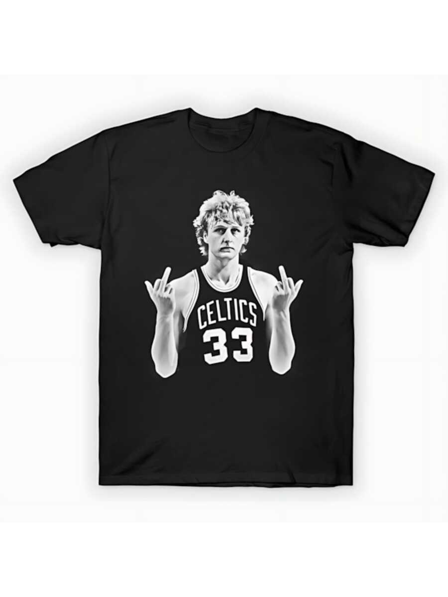 Larry Bird Celtics Graphic Men's Pattern Printed Cotton TShirt  Vintage Basketball Style Tee, Soft & Breathable For Casual Wear, Great Gift For  Fans & Sports Enthusiasts – Show Your Attitude! - 黑色 - 查看 1