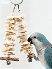 Parrot Toys Cuttlebone For Chewing, Complete Bird Cage Accessories, Suitable For Cockatiel, Lovebird, Macaw, Parrot Beak Grinding, Calcium Supplement - Multicolor - View 2