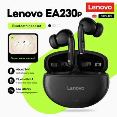  Lenovo Earbuds EA230p Bluetooth 5.4 Trådlösa Hörlurar Semi-In-Ear HD Stereo Med Mikrofon