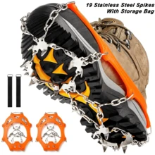 Winter Snow Shoe Covers And Anti-Slip Ice Cleats, With Storage Bag, Adjustable Size Shoe Covers And Universal Anti-Slip Spikes, Leg Gaiters With Rubber Strap, Breathable Foot Covers, Suitable For Ice Skates And Boots, A Christmas Gift For Hikers, Unisex, Suitable For Outdoor Desert, Grassland, Hunting, Mountaineering, Skiing, Climbing, Cycling, Fishing And Ice Sports.