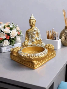 1尊金色佛像，佛像摆件，可用于冥想装饰、禅意装饰、家居装饰 - 多色 - 查看 7