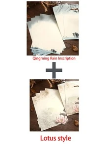 Un/Dos juegos de sobres (Un juego incluye 2 sobres chinos + 4 hojas de papel de carta), con un diseño retro de loto, incluye tarjetas de regalo, sobres de papel chinos y sobres de almacenamiento con estampado de hojas, adecuado para invitaciones de bodas, suministros de oficina y regalos para el Día de San Valentín. - color - Ver 15