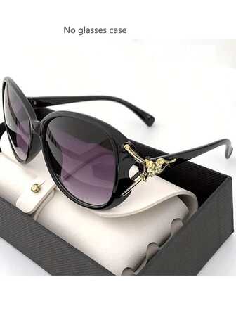 1 Pair Women's Round Fashion Gradient Lens Glasses With Metal Fox Decor, Casual Outdoor Glasses