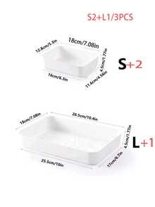 3件套厨房用具收纳盒（带分隔板） - 餐具、小工具收纳盒 - 白色 - 查看 11