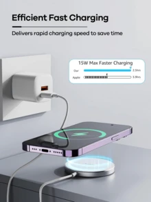 REMAX 15W Magnetic Wireless Fast Charger, 360° Auto Alignment; Multi-Protection, Suitable For All Phones; Desk/Bedside Applicable; Type-C Interface - RP-W58 - 查看 4