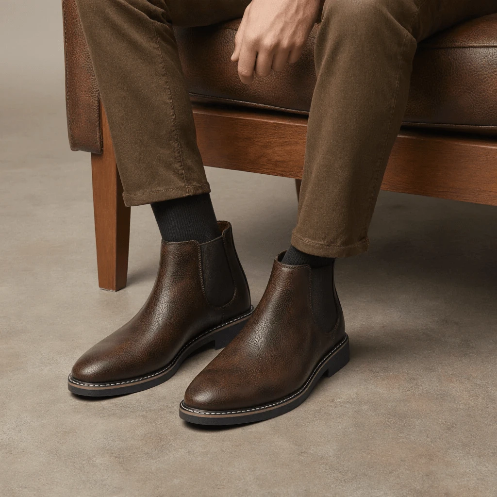 Men's Chelsea Boots, Casual Business Commuter Boots, Retro Ankle Boots - Mocha Brown - View 1