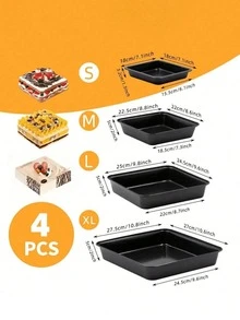 Bộ 3 khay nướng bằng thép carbon họa tiết đen và vàng | Có 3 kích cỡ: S/M/L (18-25cm/7.1-9.8in) | Chống dính, chịu nhiệt, dễ vệ sinh, lớp phủ chống dính | Dụng cụ nướng trong nhà | Thích hợp cho bánh quy, pizza, nướng và nhiều món khác - Nhiều màu - Xem 3