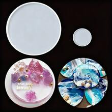 硅胶树脂模具 - DIY 平面环氧树脂浇铸托盘，适用于珠宝和手工礼品，可重复使用的软工艺模具，用于家居装饰（10厘米/30厘米可选） - 白色 - 查看 6