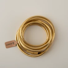 BLKSMTH Luxury Gold Multi-Layer Wrapped Soft Leather Cuff Bracelet For Women - Gold - View 11