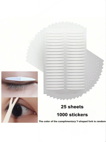 25pcs/1000pcs Olive-Shaped Double Eyelid Tapes, Natural Invisible Women Transparent Fairy Tapes, Double-Sided Double Eyelid Tapes, Lasting Invisible No-Trace Olive-Shaped Natural Invisible Lightweight Shaping Eye Tapes (Y-Shaped Color Randomly Included)