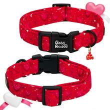 Dog Collars Valentine's Red Heart Print Pet Collar Soft Adjustable Plastic Pendant Dog Collar For Dogs - Red - View 5