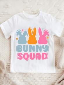 Tres siluetas de conejos en colores vibrantes que transmiten alegría y unión perfecta para días divertidos camiseta 100% algodón ropa para niños - Blanco - Ver 1