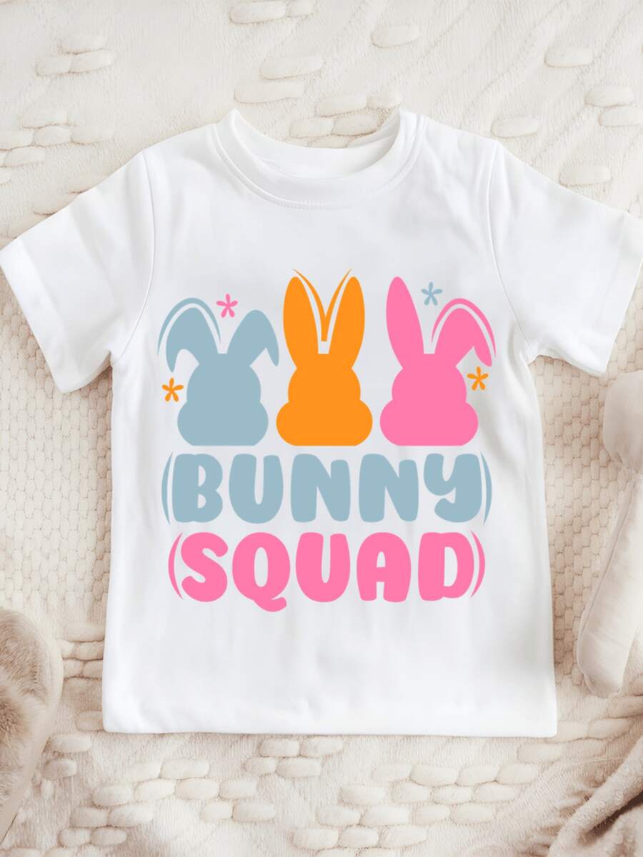 Tres siluetas de conejos en colores vibrantes que transmiten alegría y unión perfecta para días divertidos camiseta 100% algodón ropa para niños - Blanco - Ver 1