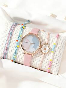 5pcs/Set Elegant, Mysterious, Sweet, Dreamy Multi-Dial Quartz Watches, Versatile For Teenagers, /Year-End /Birthday Gift/Holiday Gift - Gold - View 12