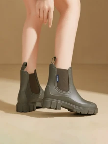 Women's New Elastic Rain Boots, Mid-Calf Rain Boots, Chelsea Waterproof Anti-Slip Rain Boots, Suitable For Outdoor Wear Insulation, Galentines, Puppy, Carnival,Spring Summer Picks,Brides Maid Gifts,Room,Bedroom Decor,Beach,Travel,For Men,For Women,Vacation - Multicolor - View 12