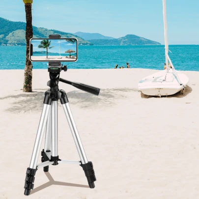 Professional Camera Phone Holder Lightweight Qutdoor Tripod Stand Mount HolderFor Phone DSLR SLR Video Camera UK, Suitable For Qutdoor Camping And Traveling.And Can Easily Take Group Photos, 360 Degree Rotation, Adjustable Legs, Foldable, FlipLock