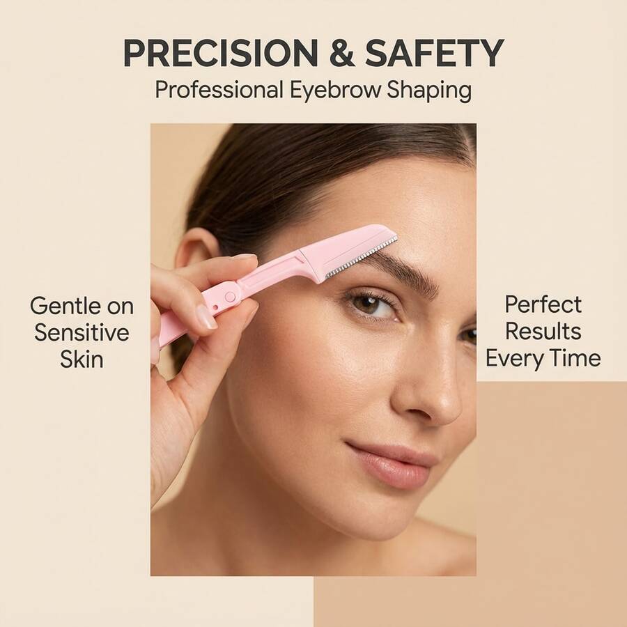 Eyebrow Razors For Women, 3 Packs Delicate Colors Foldable Eyebrow Shaper With Ergonomic Design - & Precise Facial Hair Remover Razor, Perfect Gift For Her (All Occasions) - Multicolor - View 1