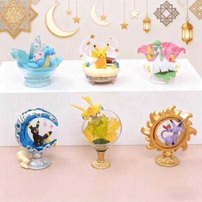  Pokemon Pikachu Eevee Kyogre Miniature Starry Night Figurines, 6 Styles Blind Box Collectible Toys, Suitable As Ramadan, New Year, Holiday Gifts