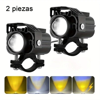 2 piezas lupas auxiliares para faros LED de 60W, con 4 modos y luces estroboscópicas, aptas para coches y motos.