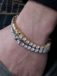 8英寸男士时尚简约网球链手链，链轻盈奢华嘻哈风格，适合日常佩戴 - 波浪手鍊 - 查看 7