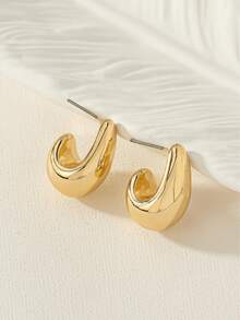 1pair Fashionable Simple Geometric Teardrop Earrings - Yellow Gold - View 6
