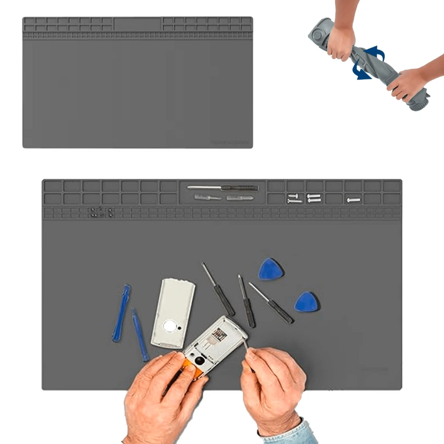 Vmingo Tapete Alfombrilla Gris Silicona Resistible Calor Almohadilla Antiestatica Reparacion Electronica Celular - Gris - Ver 1