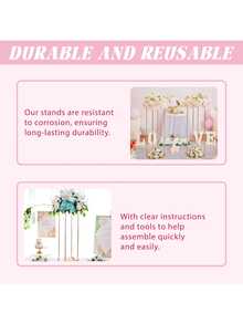 3PCS Cylinder Pedestal Stands For Parties, Gold Metal Plant Round Cylinder Stands For Party Flowers, Display Columns Pedestal Stand Cylinder Tables For Vases Birthday Party Backdrop Decorations - Golden-3pcs - View 6