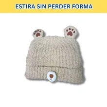 1 pieza de gorro tipo bonete para niños con orejas decorativas de osito, diseño cómodo y cálido para temporada invernal y uso diario - Rojo - Ver 3