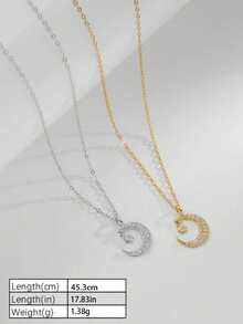 1PC 925 Sterling Silver Moon Star Cross Pendant Necklace For Women Gold Plated Hypoallergenic Celestial Minimalist Dainty Adjustable Layering Chain Ramadan Eid Gift Christmas Valentines Day Mothers Day Birthday Anniversary Graduation New Year Gift For Her Wife Girlfriend Daughter Sister Best Friend Everyday Wear Party Wedding Evening Formal Jewelry