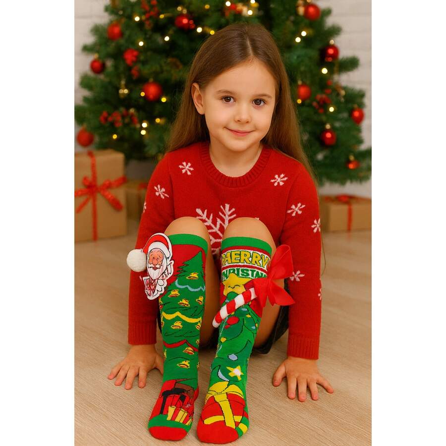 Colorful Long Socks Fun Unisex Merry Christmas 3D Spring/Autumn - Christmas 5 - View 1