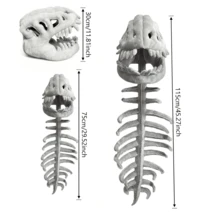 Adult Dinosaur Skeleton Costume Set, Funny Skull Outfit, Animal Themed Party Cosplay - Grey - View 12