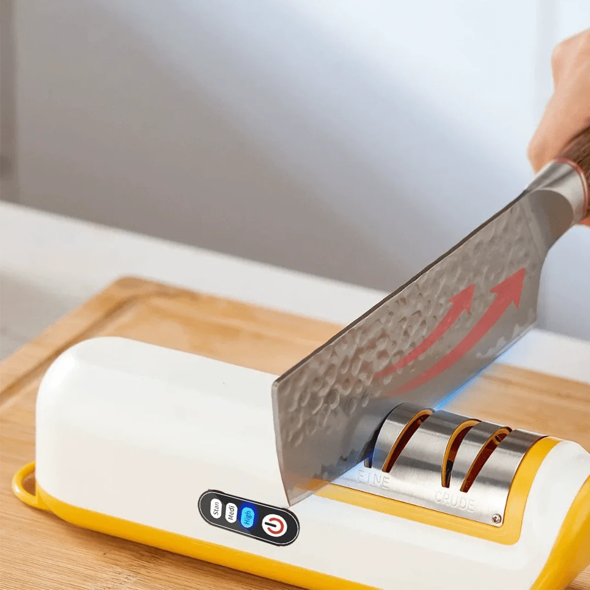 Afilador de cuchillos, afilador eléctrico recargable, herramienta de afilado profesional, herramienta de afilado rápido, accesorios para cuchillos de cocina, apto para cuchillos de cocina de hoja recta y cerámicos. - Amarillo - Ver 1